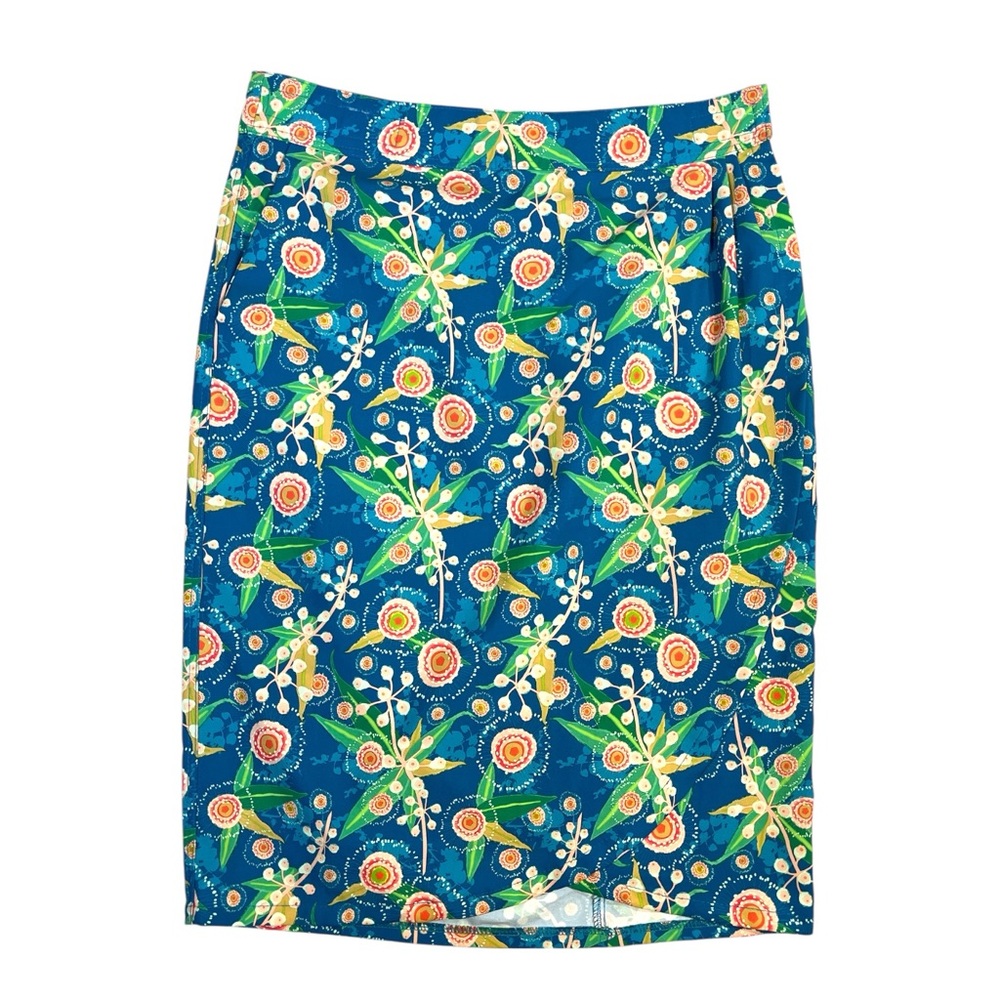 RipSkirt Length 3 Knee Length Wrap Skirt size Medium in Blue Floral